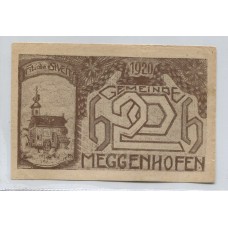 AUSTRIA 1920 BILLETE ESTADO DE MEGGENHOFEN SIN CIRCULAR, UNC